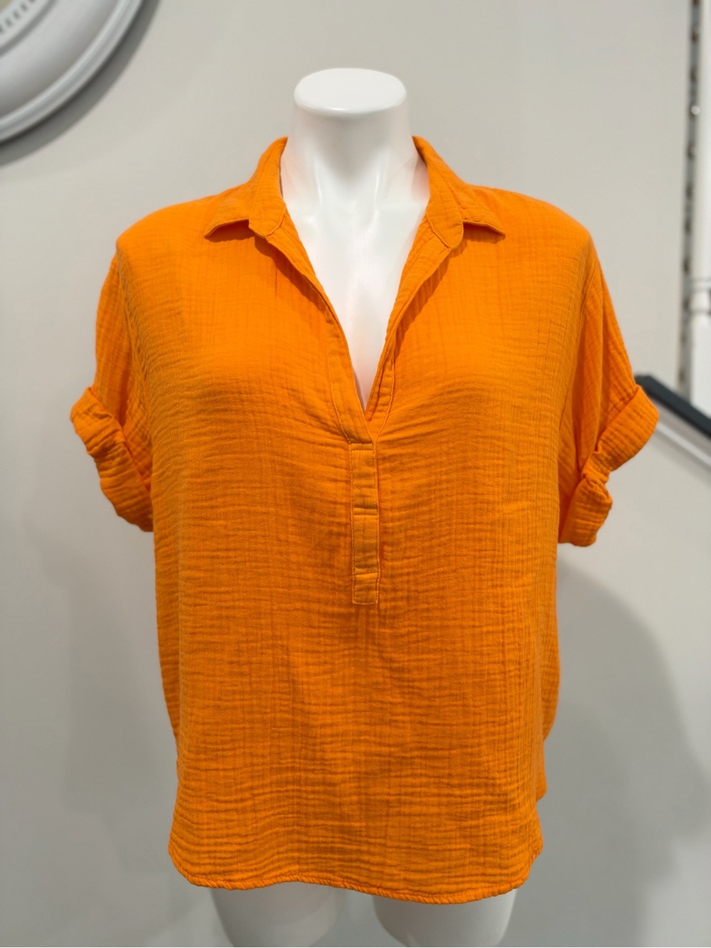 XiRENA Bright Orange Relaxed Cotton Gauze Tunic